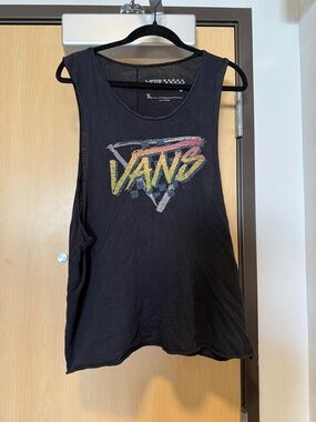 Vans Black Muscle Tank with Multicolor Vintage Logo